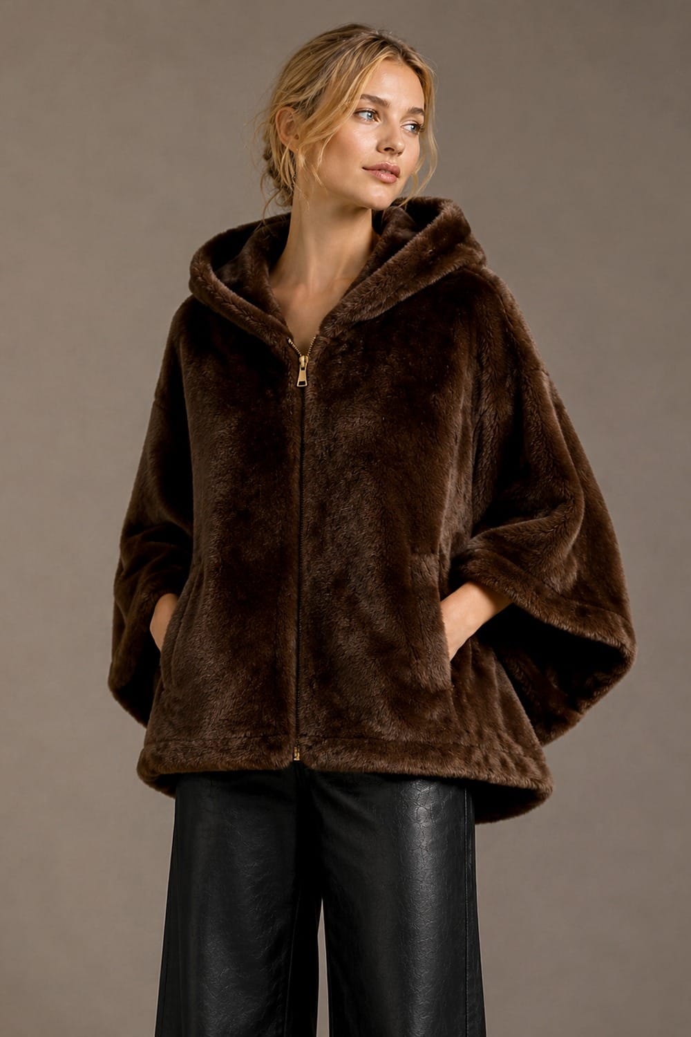 WCJS505 Bianca Reversible Hooded Faux Fur Jacket - MiMi Wholesale