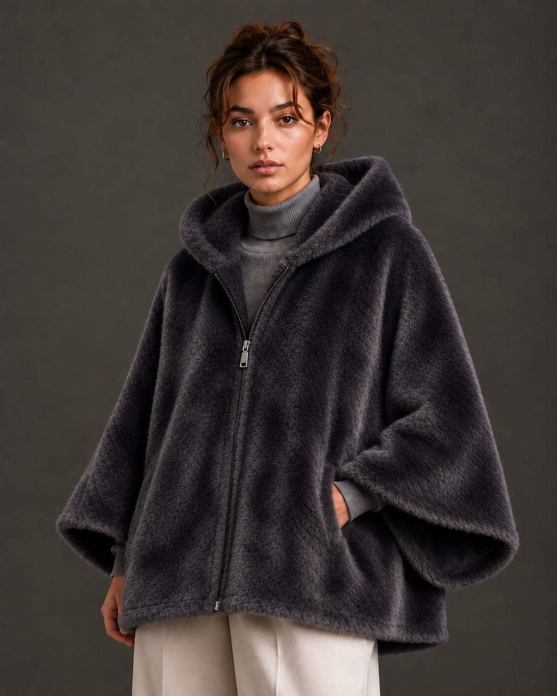 WCJS506 Vivian Reversible Faux Fur Cape Jacket - MiMi Wholesale