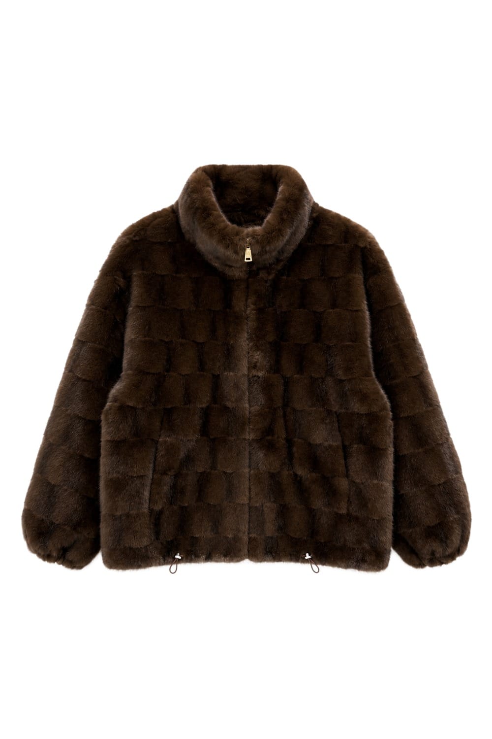 WCJS587 Camille Checker Faux Fur Jacket - MiMi Wholesale