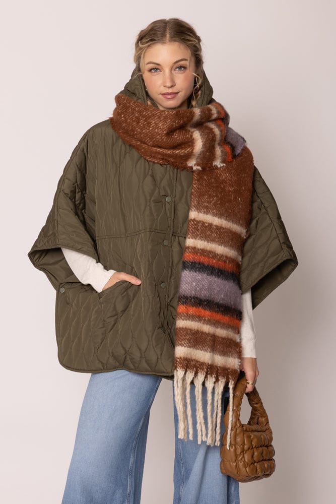 WCL120078 Cierra Multi Stripe Cozy Scarf With Fringe - MiMi Wholesale