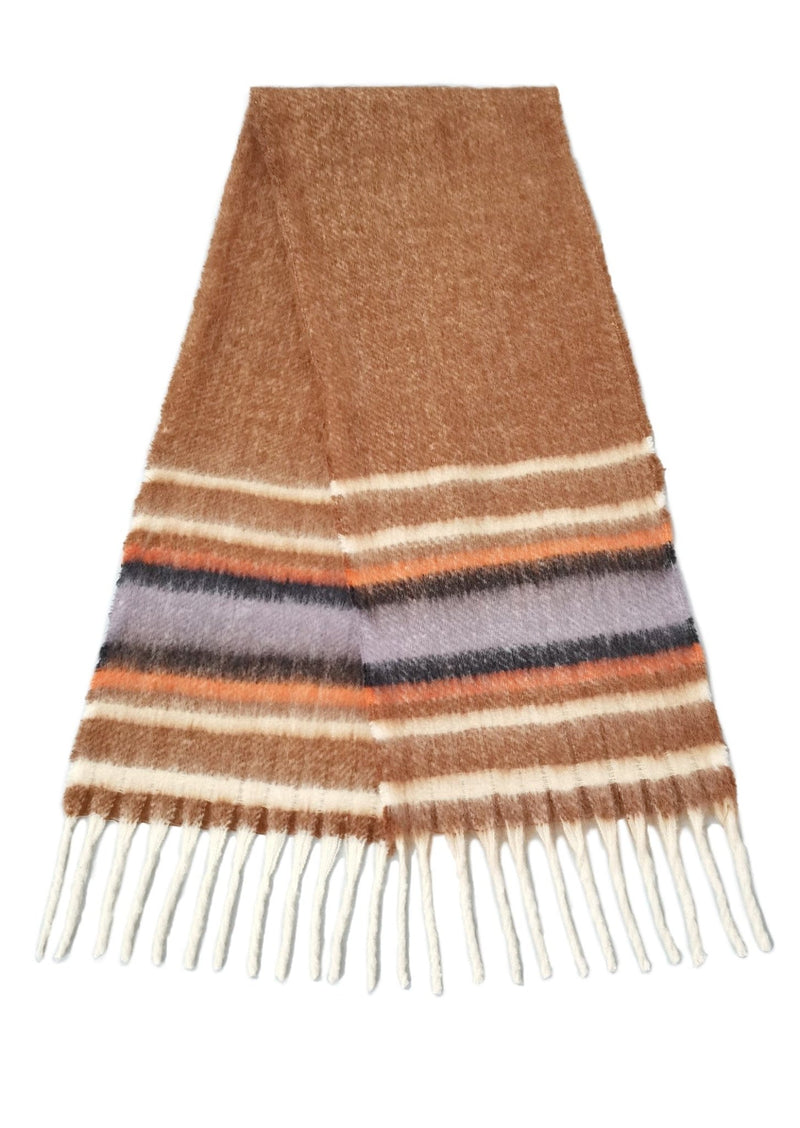 WCL120078 Cierra Multi Stripe Cozy Scarf With Fringe - MiMi Wholesale