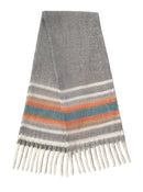 WCL120078 Cierra Multi Stripe Cozy Scarf With Fringe - MiMi Wholesale