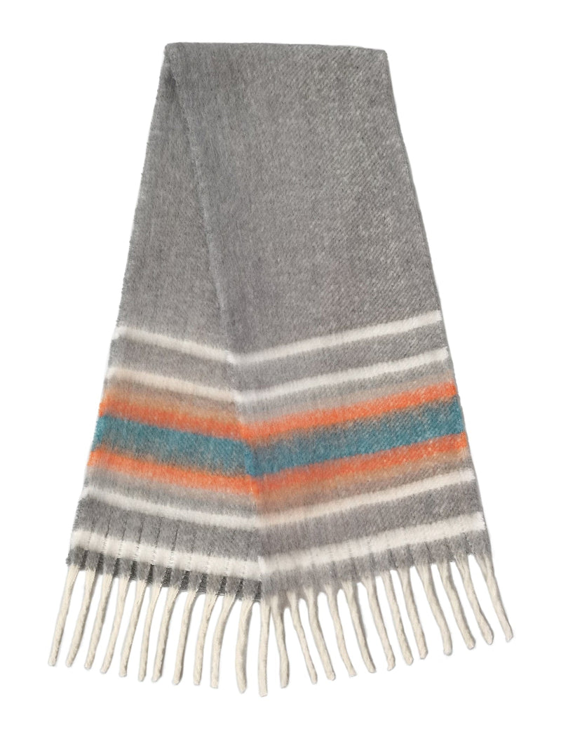 WCL120078 Cierra Multi Stripe Cozy Scarf With Fringe - MiMi Wholesale