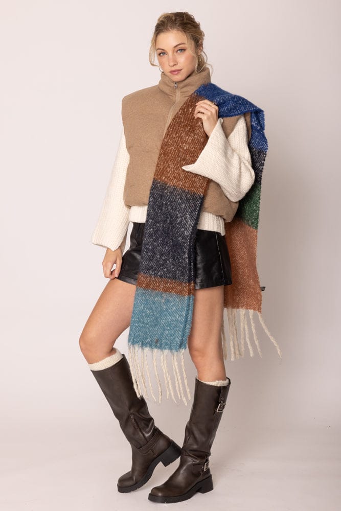 WCL120084 Sherrie Multi Stripe Cozy Scarf With Fringe - MiMi Wholesale