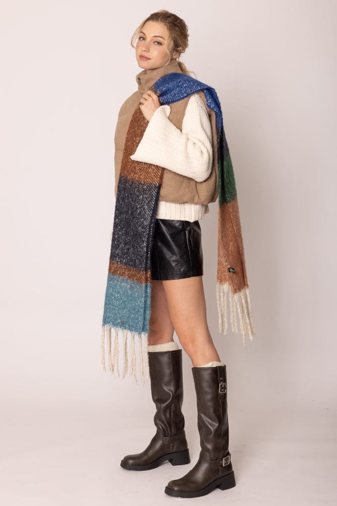 WCL120084 Sherrie Multi Stripe Cozy Scarf With Fringe - MiMi Wholesale