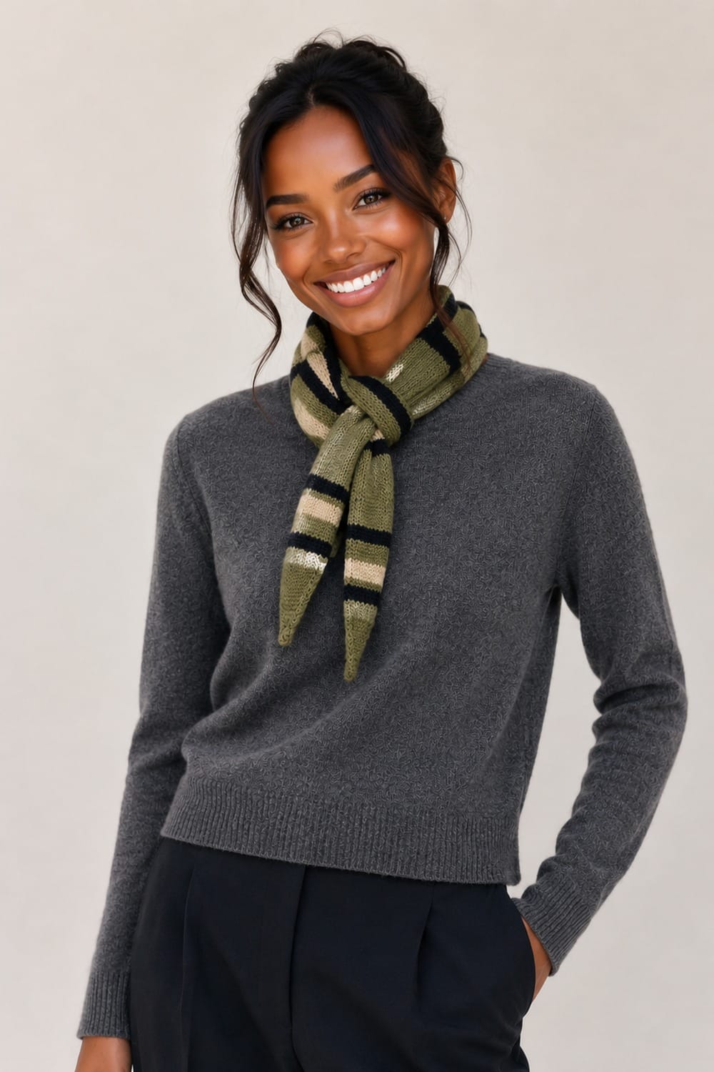 WCLS615 Daphne Three-Color Stripe Croissant Scarf - MiMi Wholesale