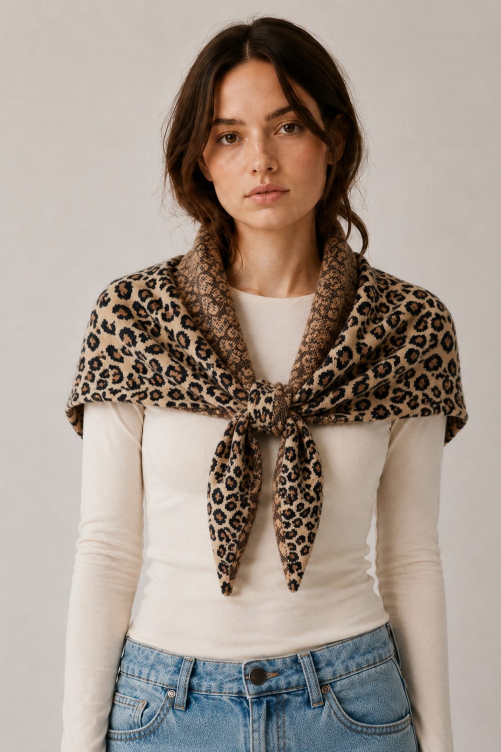WCLS619 Freya Leopard Triangle Scarf - MiMi Wholesale