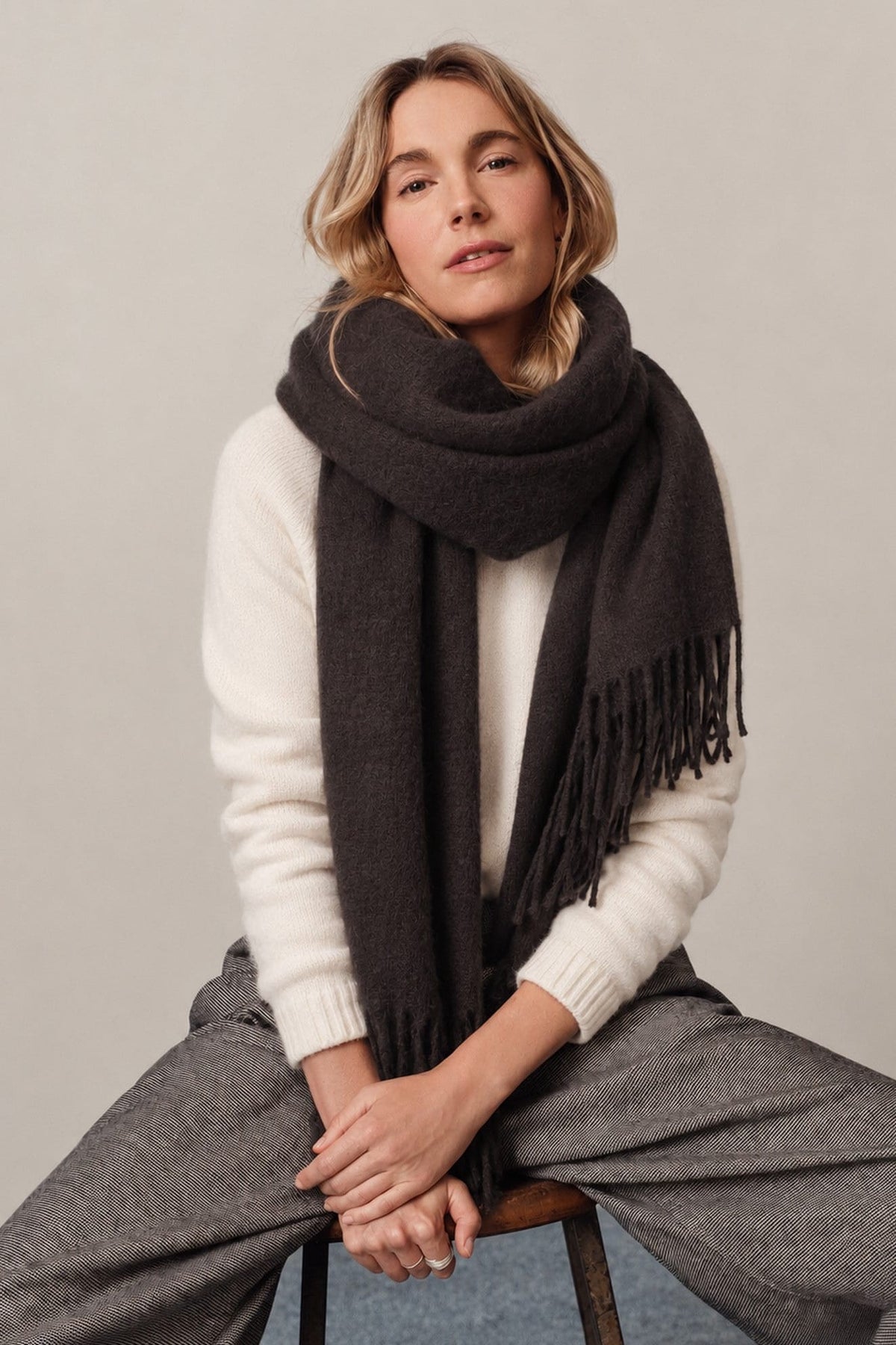 WCLS708 Elise Cashmere Feel Fringe Scarf - MiMi Wholesale