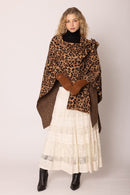 WCR420045 Leopard Knit Ruana with Shoulder strap - MiMi Wholesale