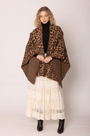 WCR420045 Leopard Knit Ruana with Shoulder strap - MiMi Wholesale