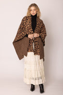WCR420045 Leopard Knit Ruana with Shoulder strap - MiMi Wholesale