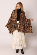 WCR420045 Leopard Knit Ruana with Shoulder strap - MiMi Wholesale