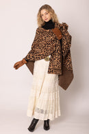 WCR420045 Leopard Knit Ruana with Shoulder strap - MiMi Wholesale