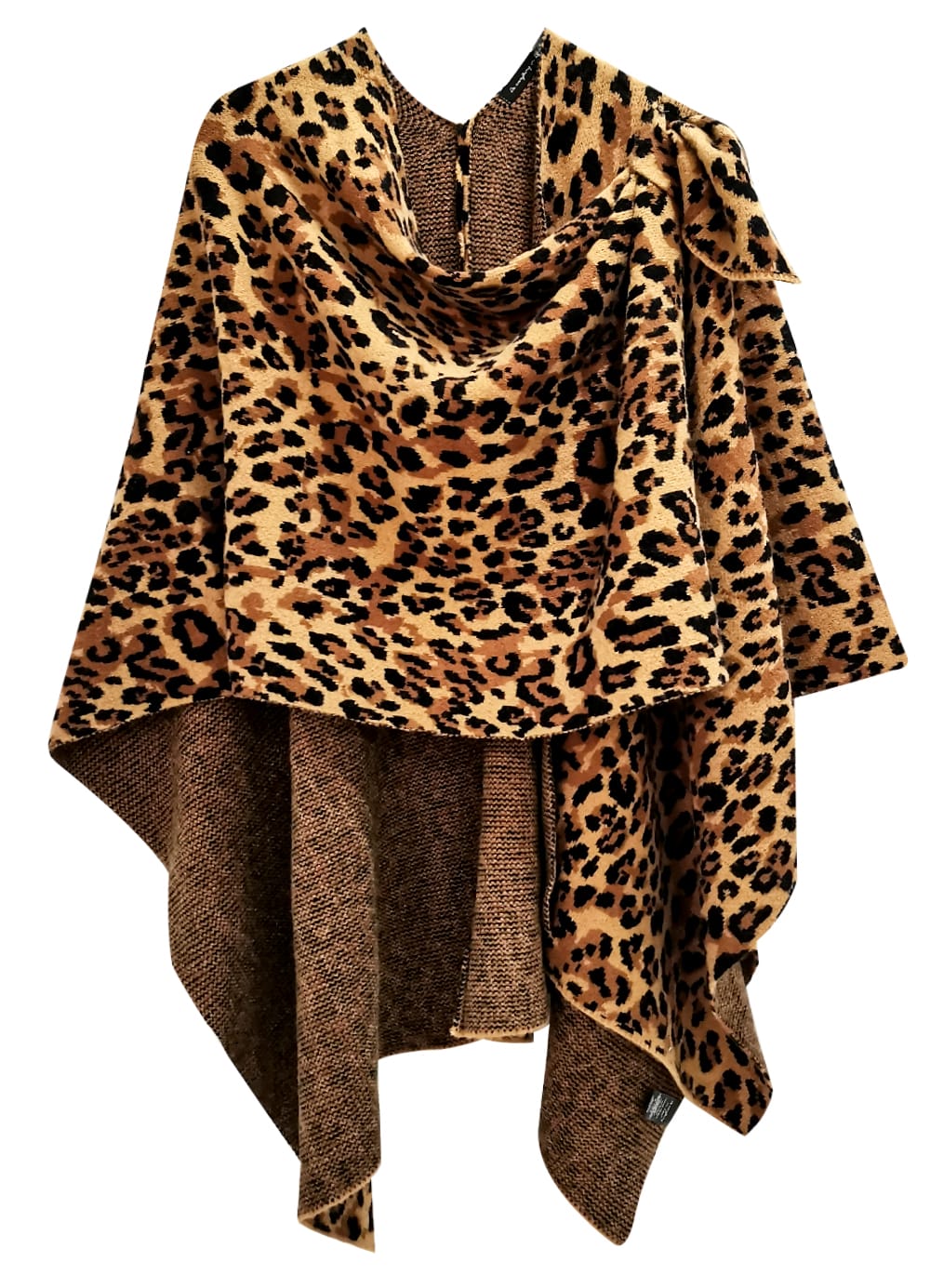 WCR420045 Leopard Knit Ruana With Shoulder strap - MiMi Wholesale