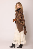 WCR420045 Leopard Knit Ruana with Shoulder strap - MiMi Wholesale