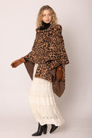 WCR420045 Leopard Knit Ruana with Shoulder strap - MiMi Wholesale