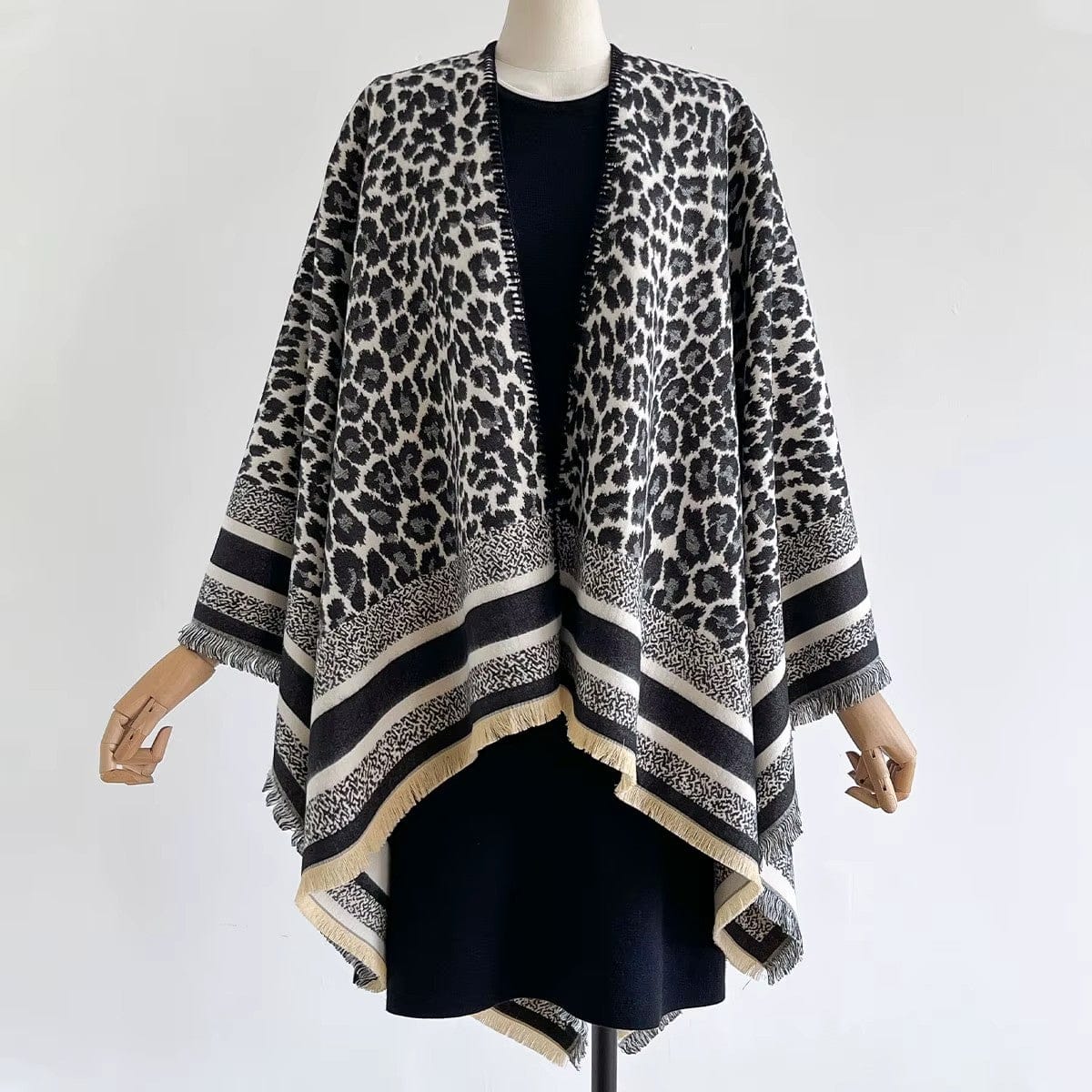 WCR520153 Leopard Print Ruana - MiMi Wholesale