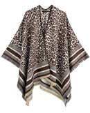 WCR520153 Leopard Print Ruana - MiMi Wholesale