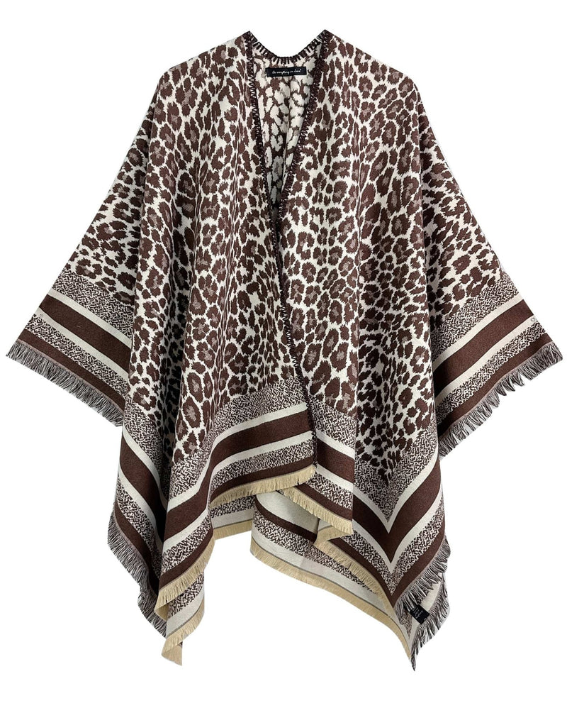 WCR520153 Leopard Print Ruana - MiMi Wholesale