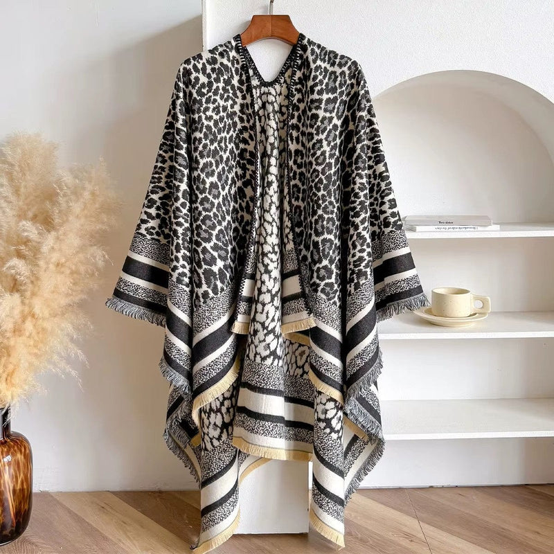 WCR520153 Leopard Print Ruana - MiMi Wholesale