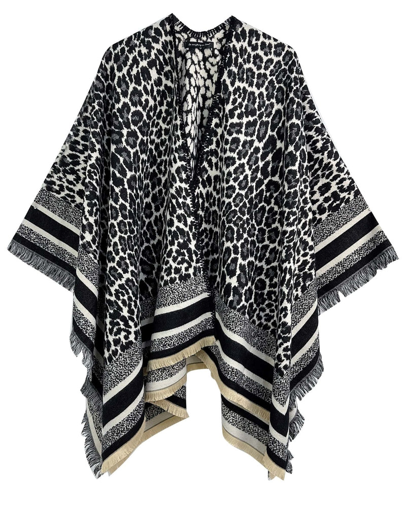 WCR520153 Leopard Print Ruana - MiMi Wholesale