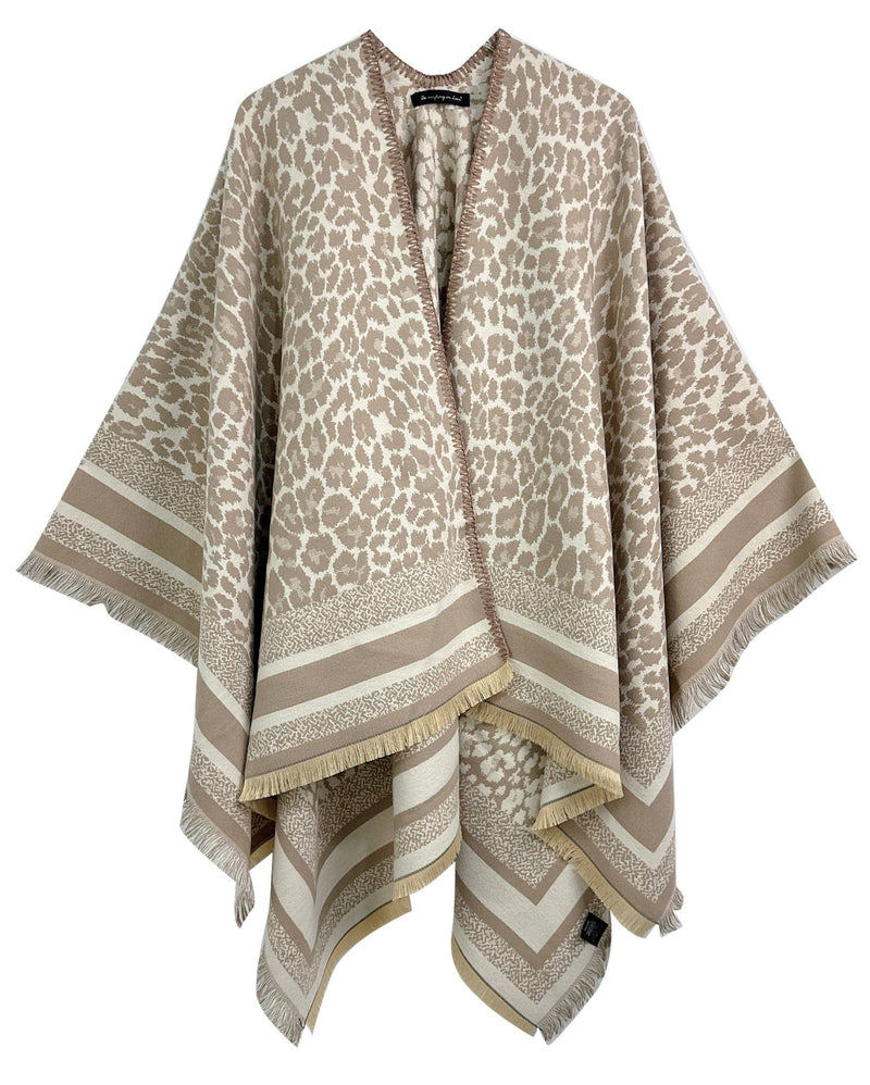 WCR520153 Leopard Print Ruana - MiMi Wholesale