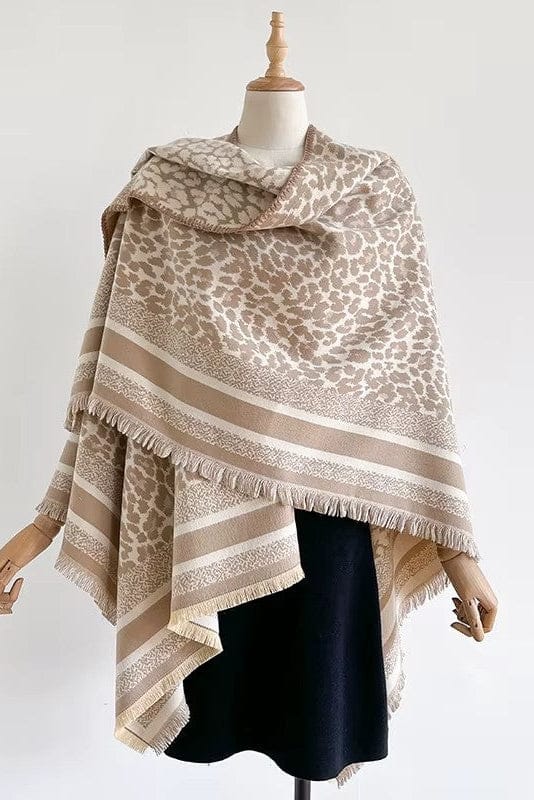 WCR520153 Leopard Print Ruana - MiMi Wholesale