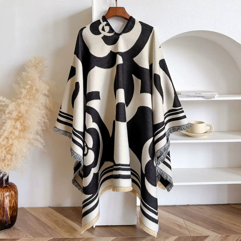 WCR520154 Flower Print Ruana - MiMi Wholesale