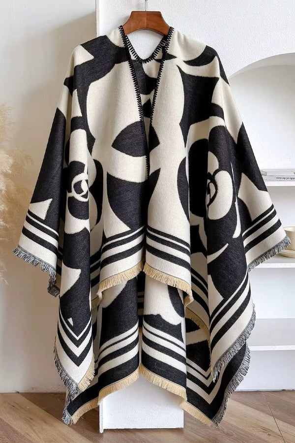 WCR520154 Flower Print Ruana - MiMi Wholesale