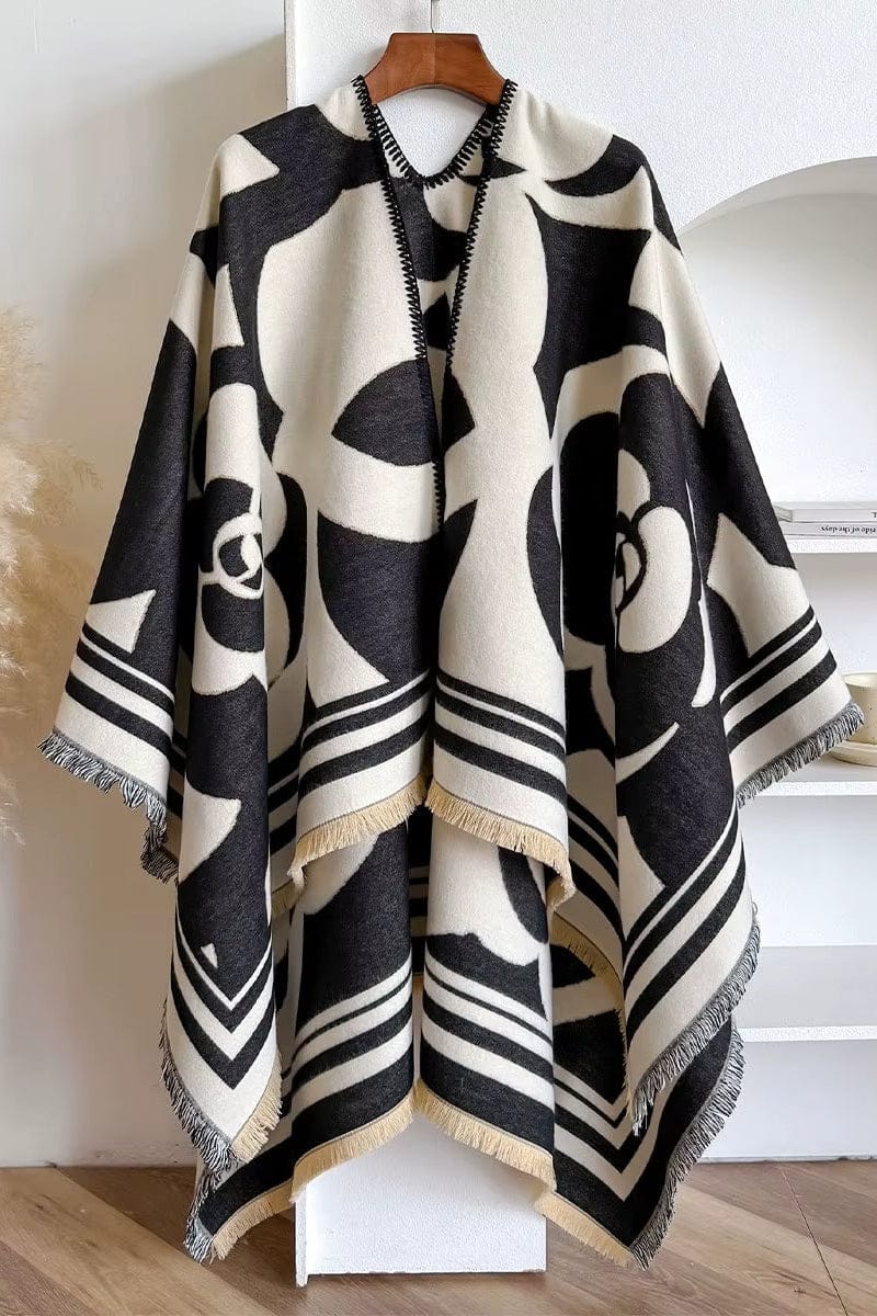 WCR520154 Flower Print Ruana - MiMi Wholesale