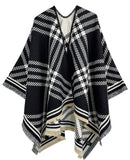 WCR520155 Check Print Ruana - MiMi Wholesale