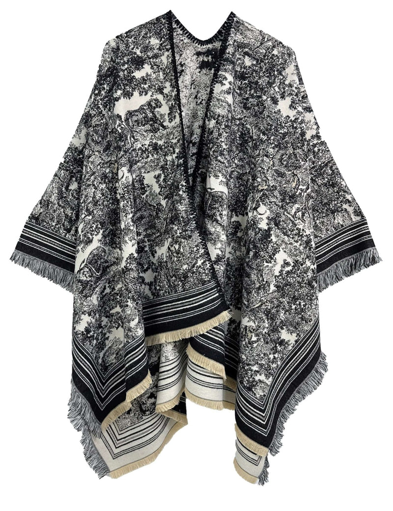 WCR520156 Torianne Print Ruana - MiMi Wholesale