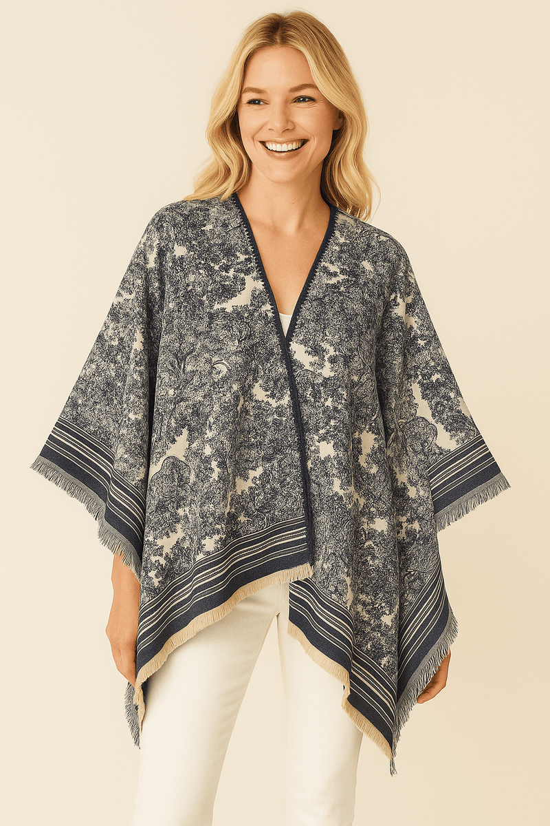 WCR520156 Torianne Print Ruana - MiMi Wholesale