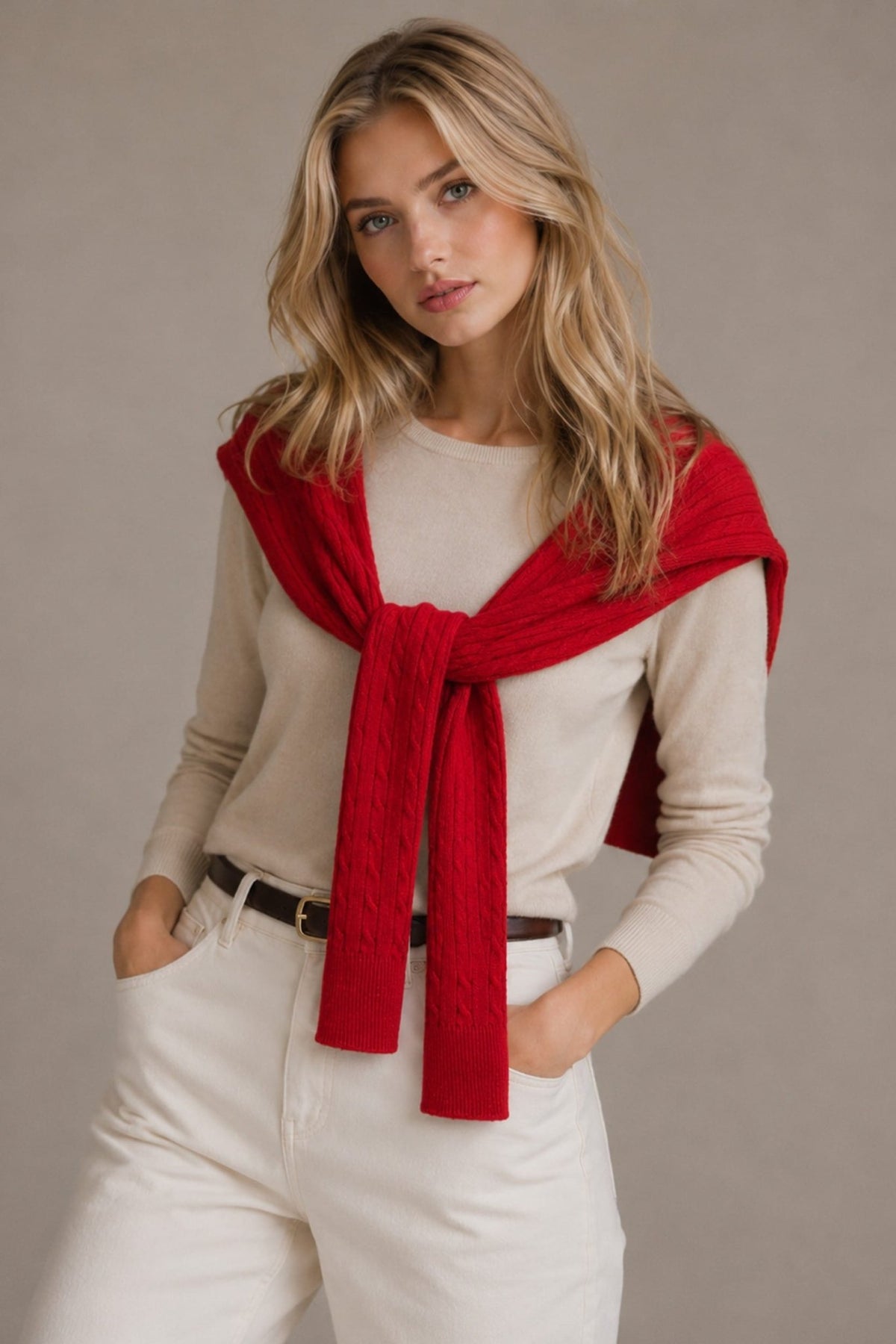 WCRS706 Nora Cable Knit Shoulder Wrap - MiMi Wholesale