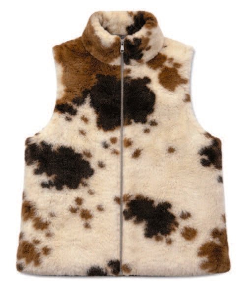 WCVS707 Cara Cow Print Fur Vest - MiMi Wholesale