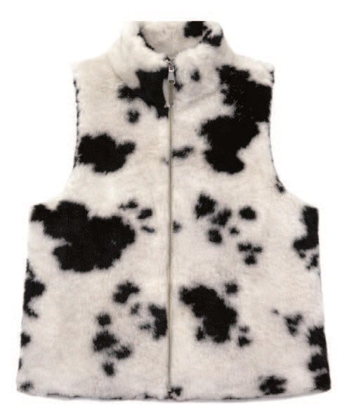 WCVS707 Cara Cow Print Fur Vest - MiMi Wholesale