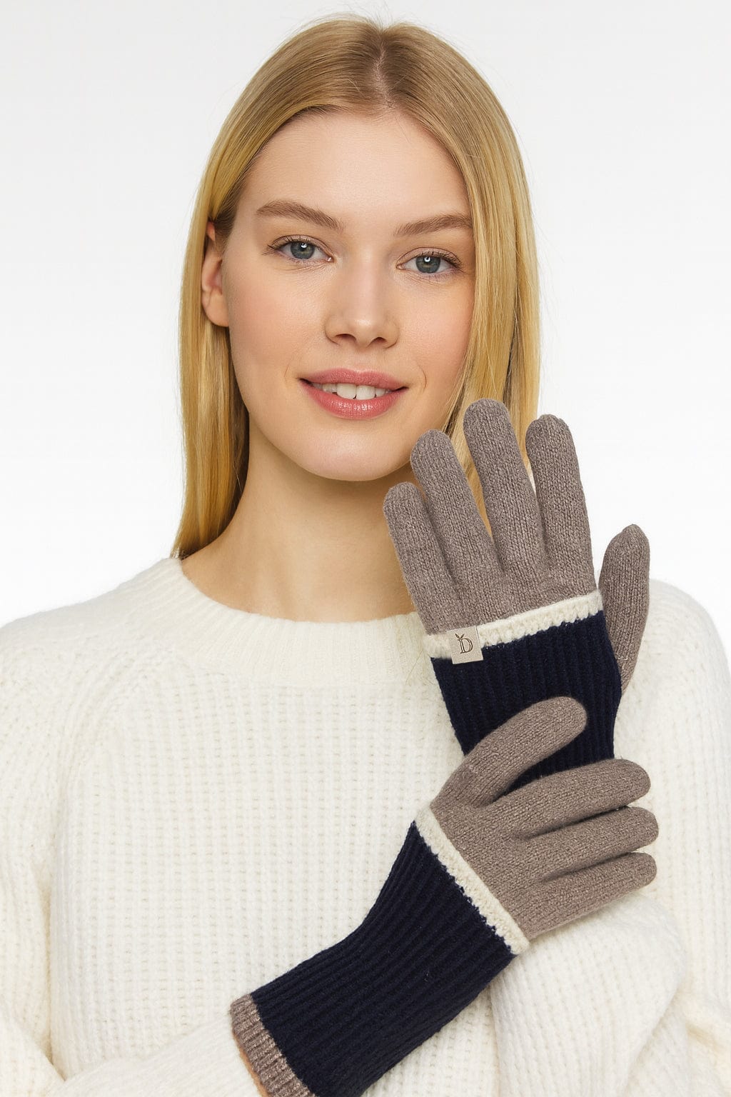 WGG520129 Color Block Layered Knit Gloves - MiMi Wholesale
