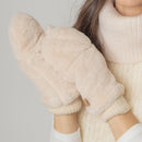 WGM220071 Solid Faux Fur Mittens - MiMi Wholesale
