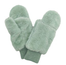 WGM220071 Solid Faux Fur Mittens - MiMi Wholesale
