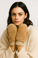 WGM220071 Solid Faux Fur Mittens - MiMi Wholesale