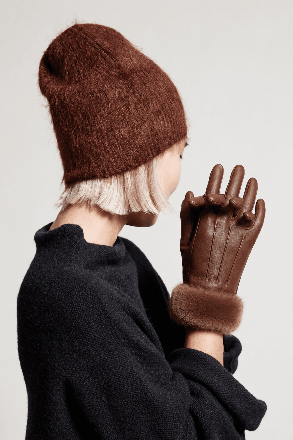 WGTS654 Sammy Fur Cuff Gloves - MiMi Wholesale