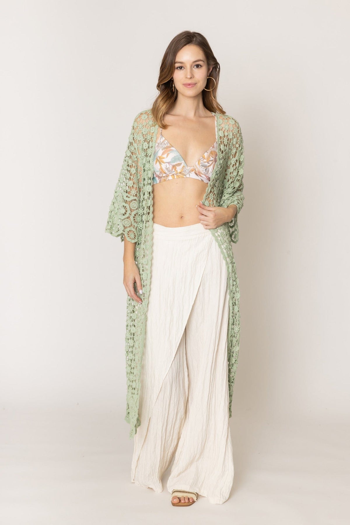 WLC310155 Belinda Crochet Kimono - MiMi Wholesale