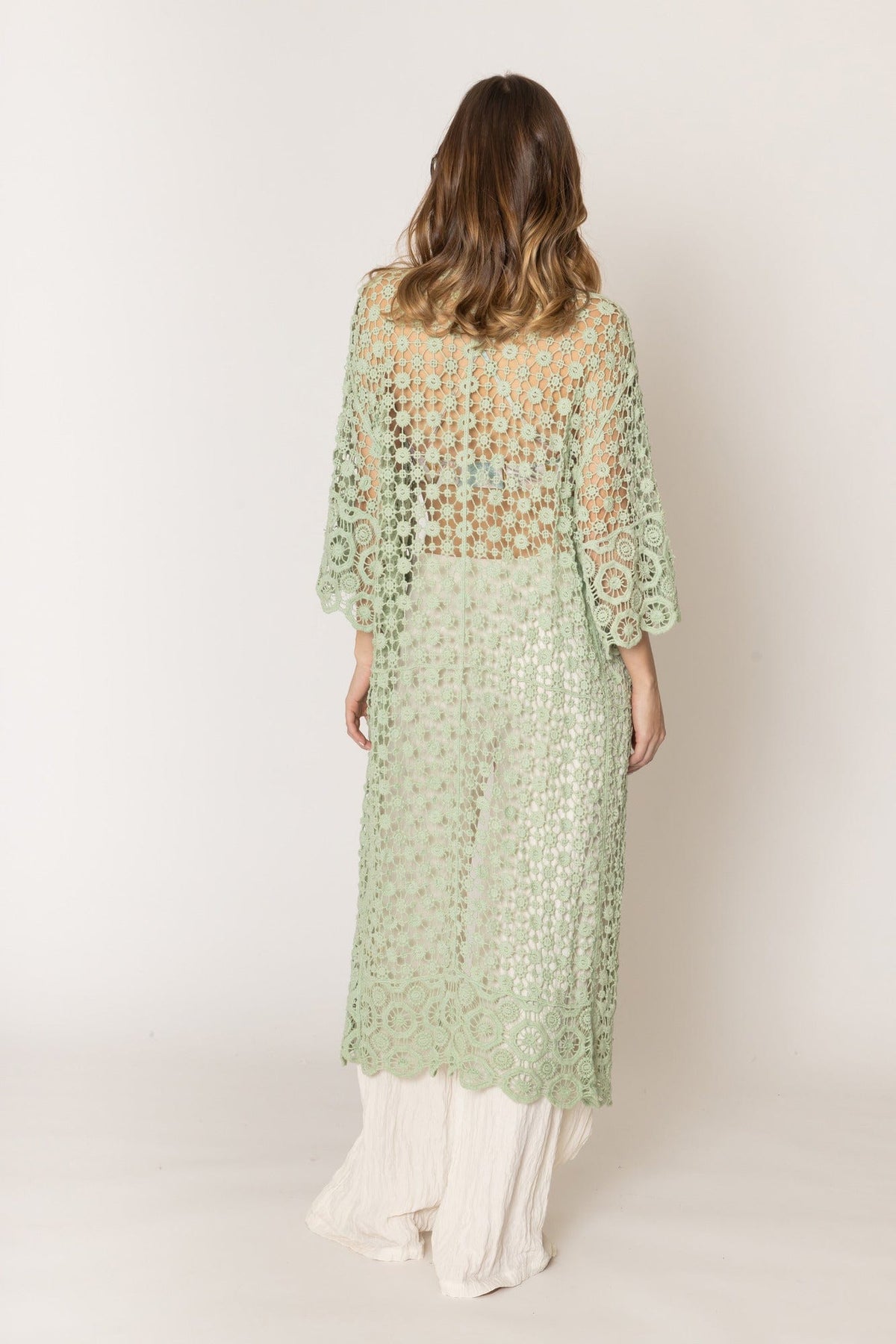 WLC310155 Belinda Crochet Kimono - MiMi Wholesale