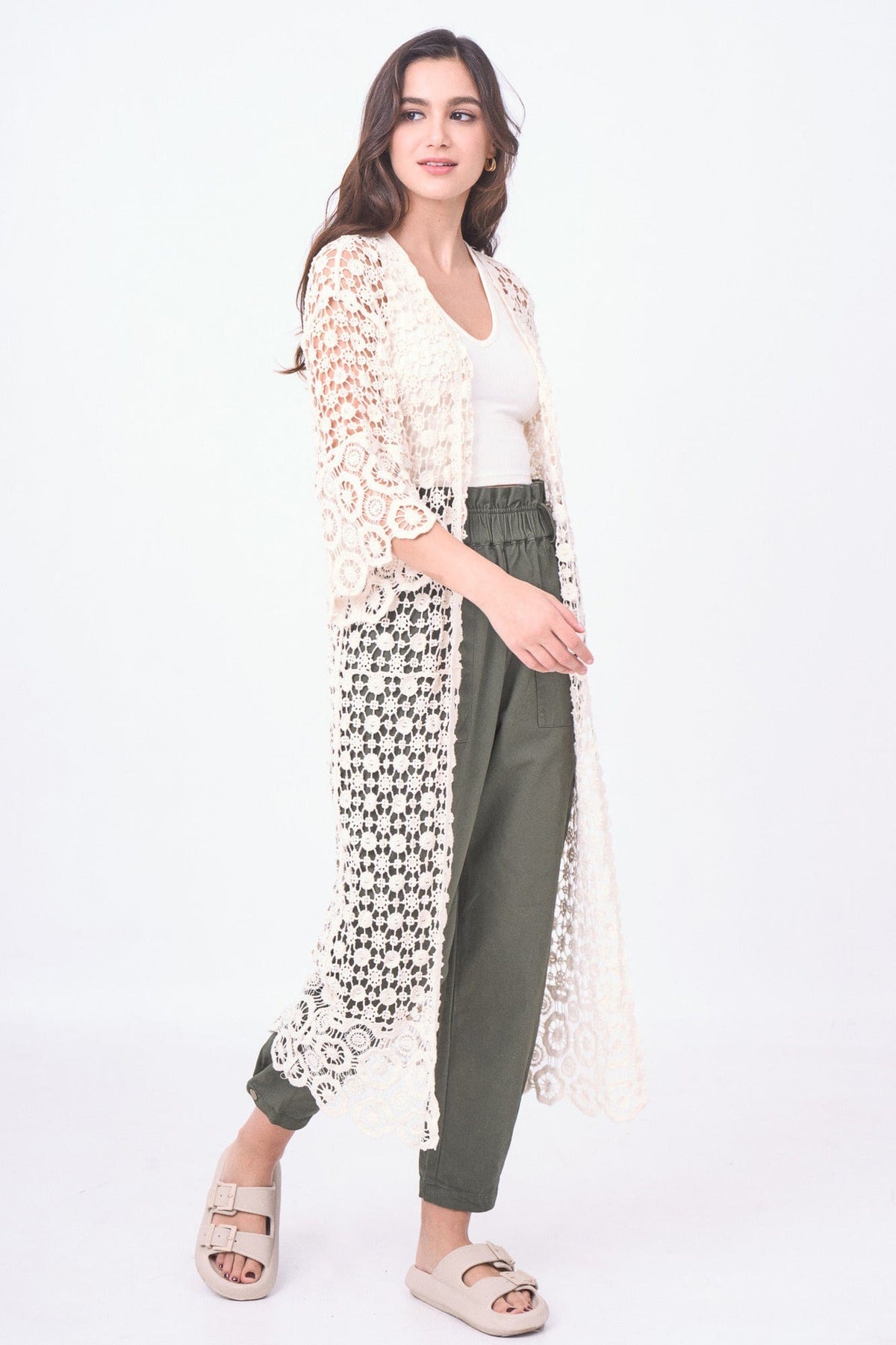 WLC310155 Belinda Crochet Kimono - MiMi Wholesale