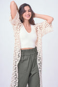 WLC310155 Belinda Crochet Kimono - MiMi Wholesale