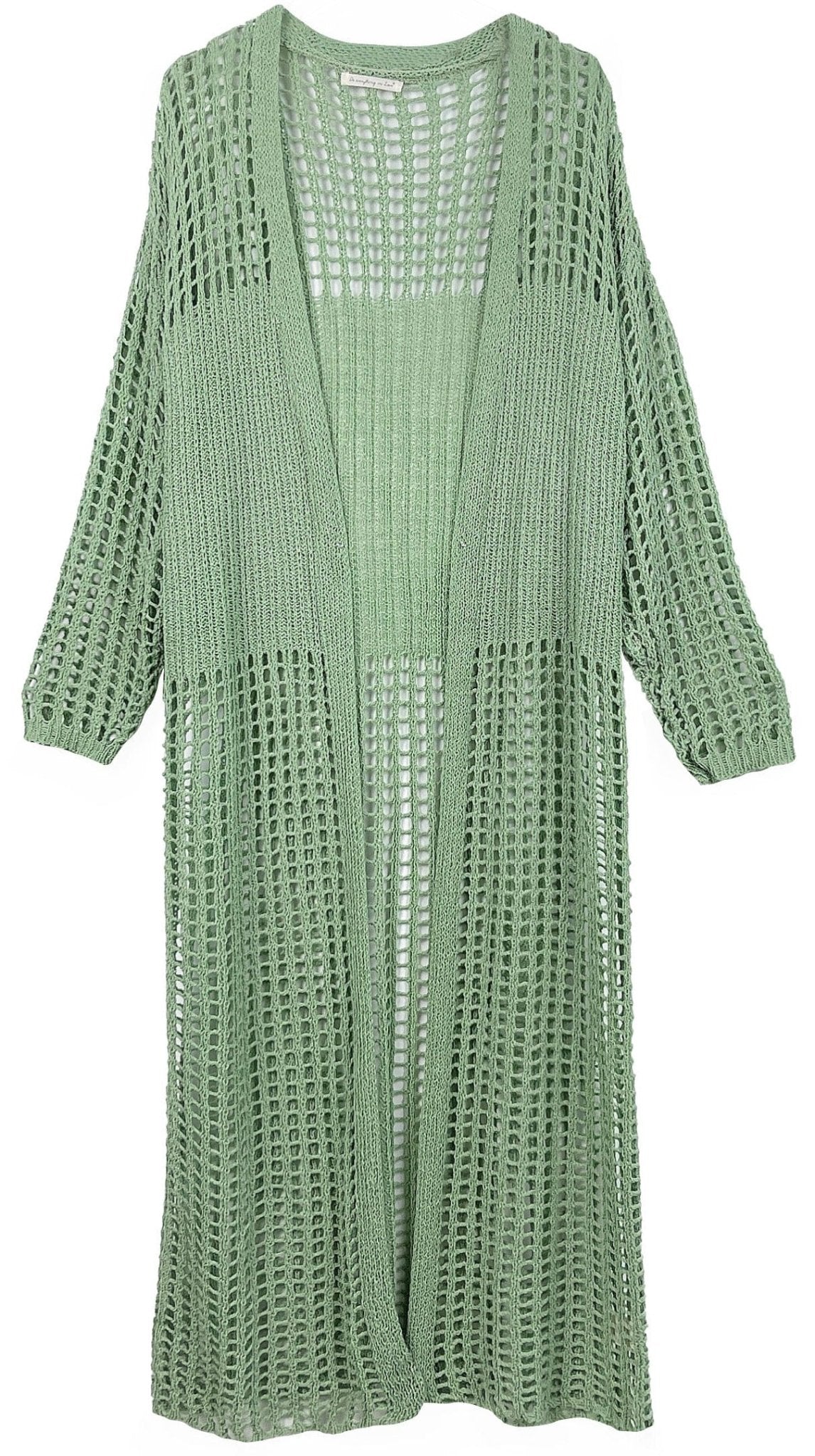 WLC410041 Sloane Crochet Long Cardigan - MiMi Wholesale