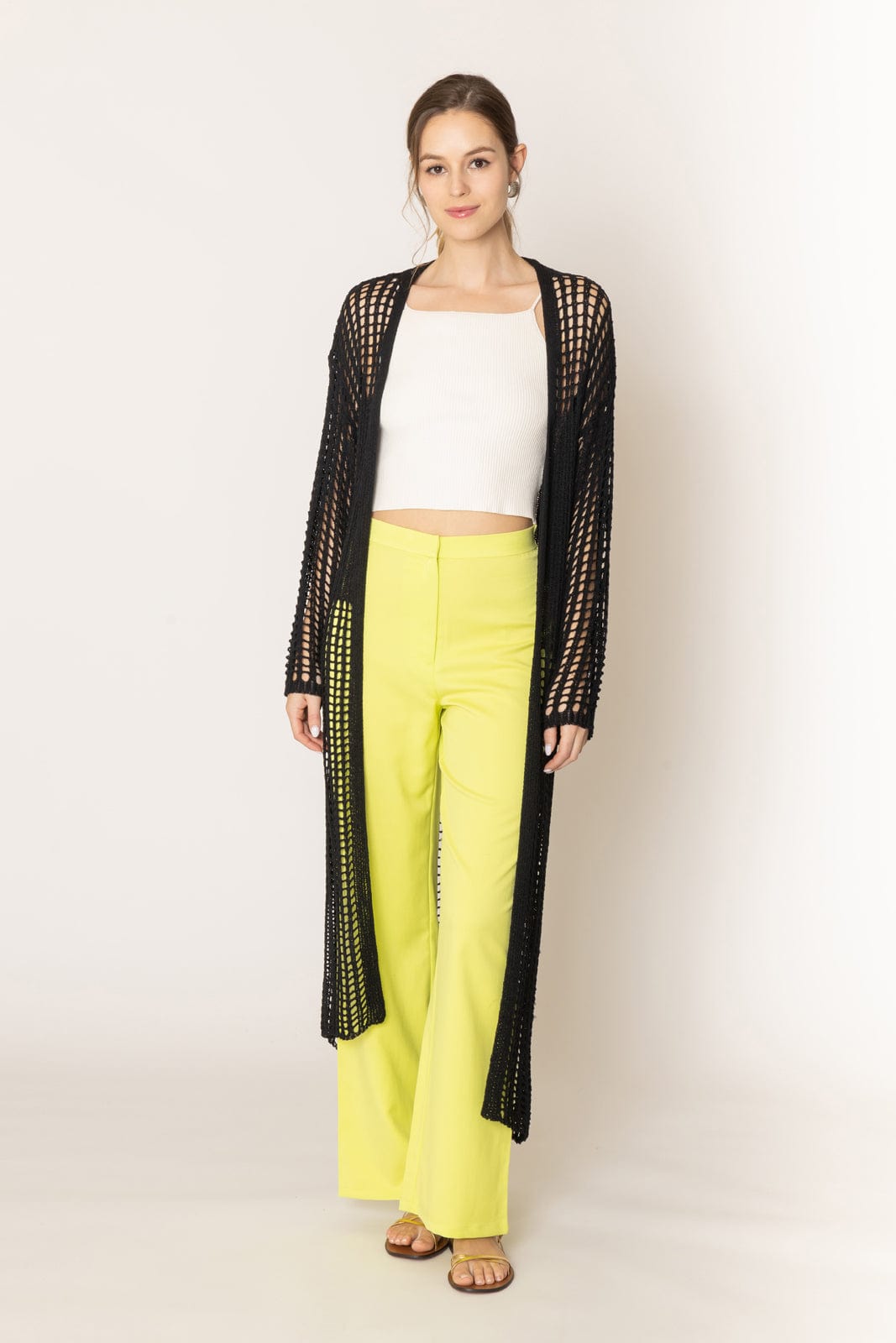 WLC410041 Sloane Crochet Long Cardigan - MiMi Wholesale