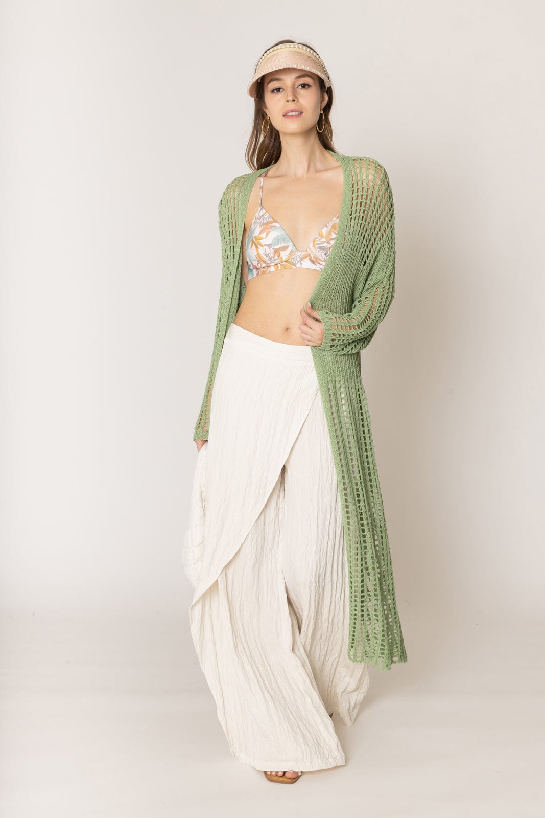 WLC410041 Sloane Crochet Long Cardigan - MiMi Wholesale