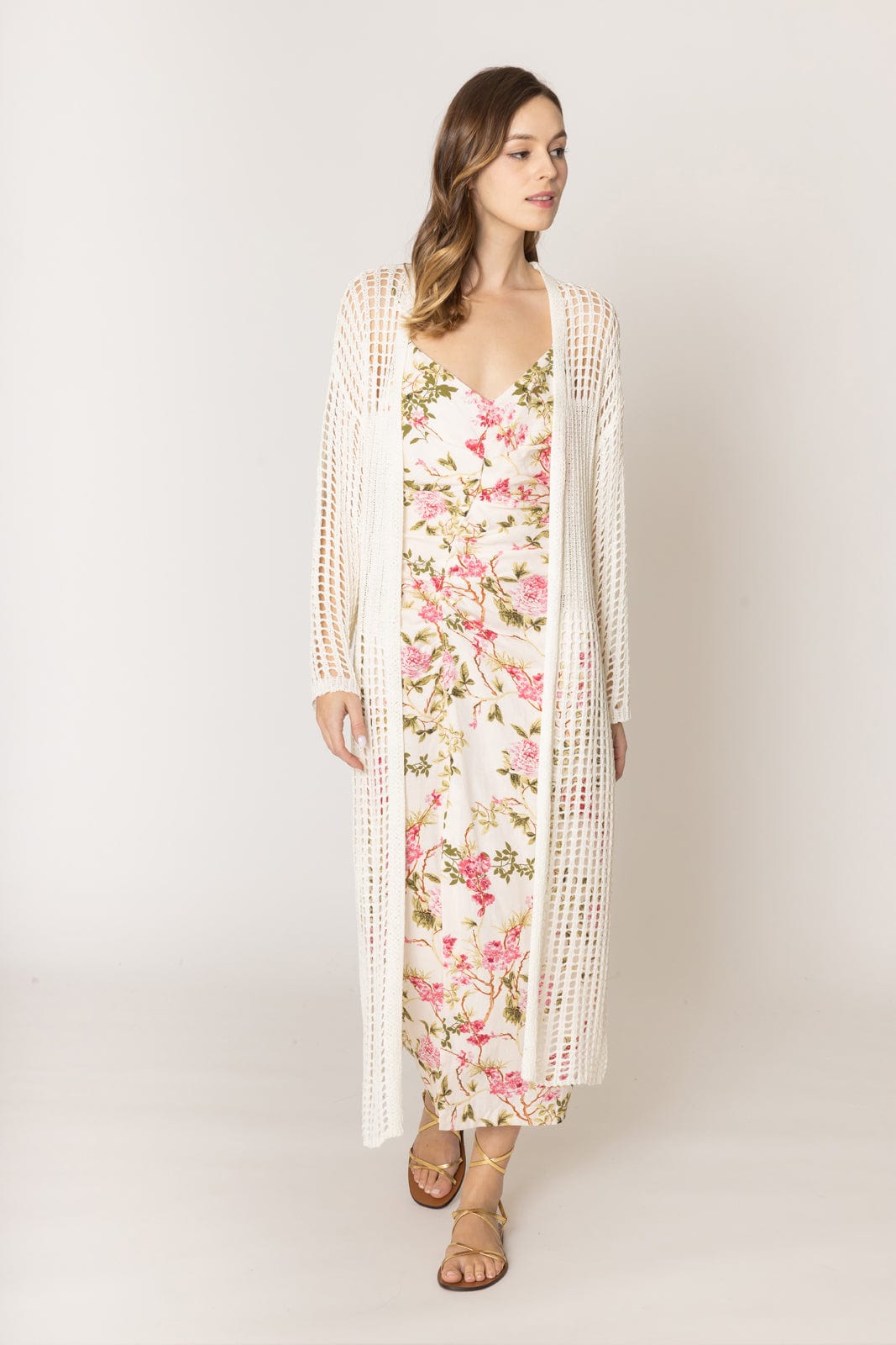 WLC410041 Sloane Crochet Long Cardigan - MiMi Wholesale