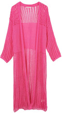 WLC410041 Sloane Crochet Long Cardigan - MiMi Wholesale